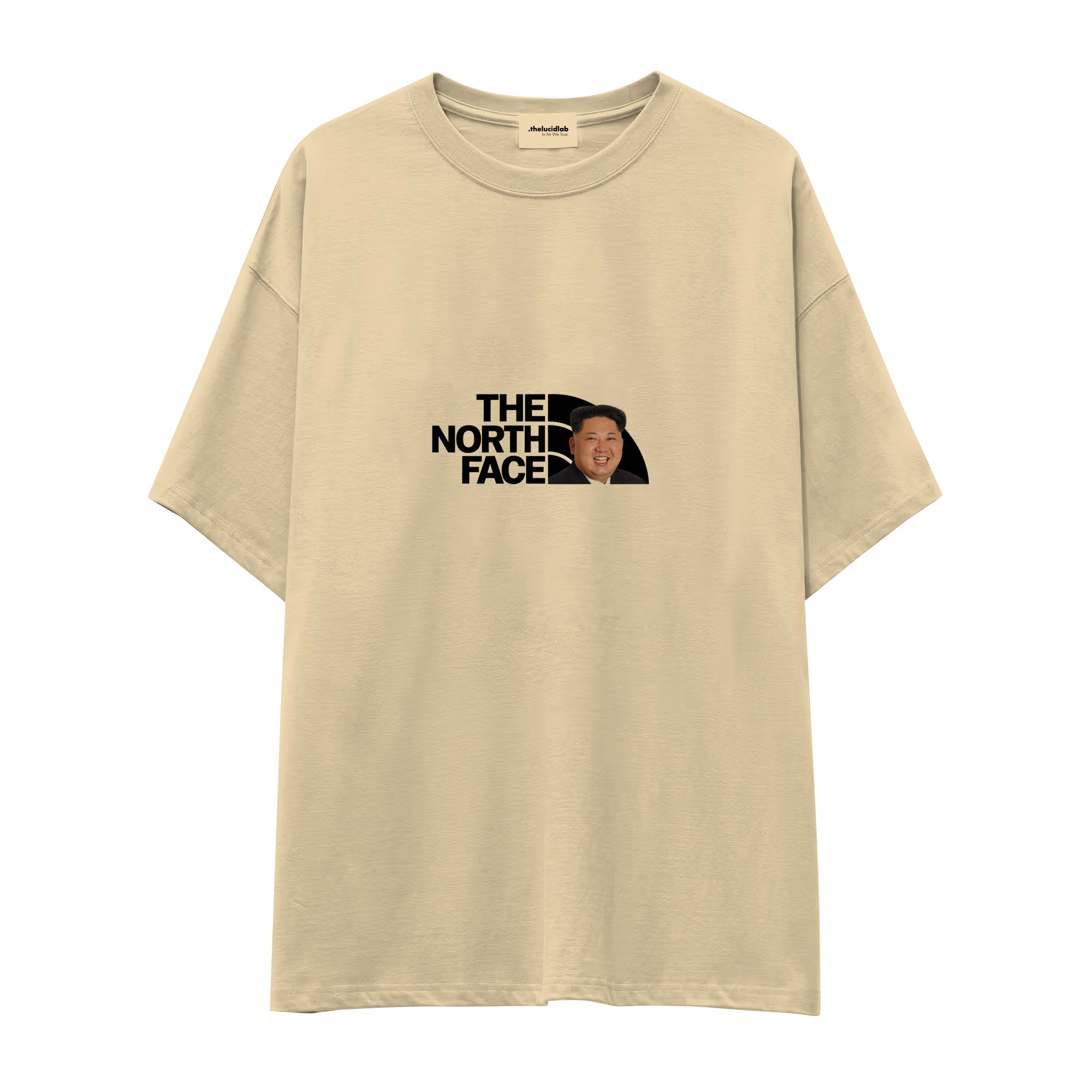 North Face Oversize Tişört — Krem — Ön baskı