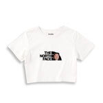 North Face Crop Tişört — Beyaz — Ön baskı