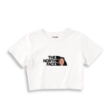 North Face Crop Tişört — Beyaz — Ön baskı