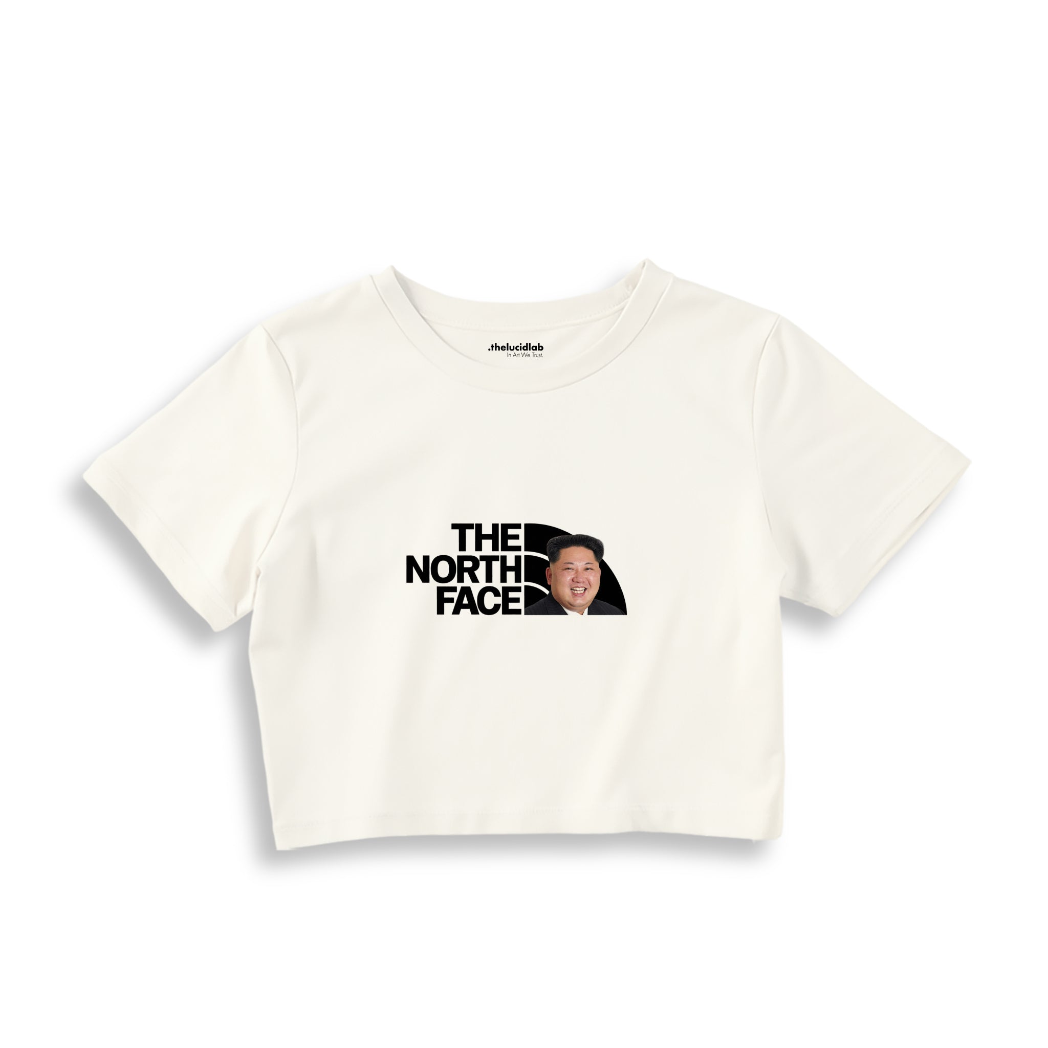 North Face Crop Tişört — Ekru — Ön baskı