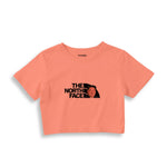 North Face Crop Tişört — Somon — Ön baskı