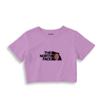 North Face Crop Tişört — Lila — Ön baskı