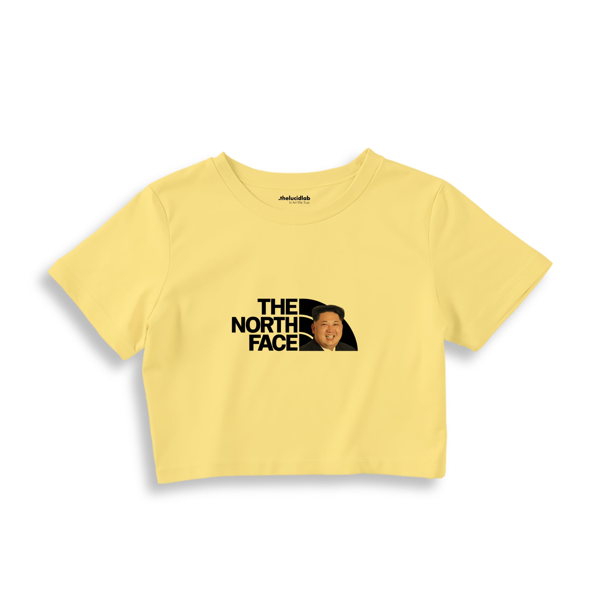 North Face Crop Tişört — Sarı — Ön baskı