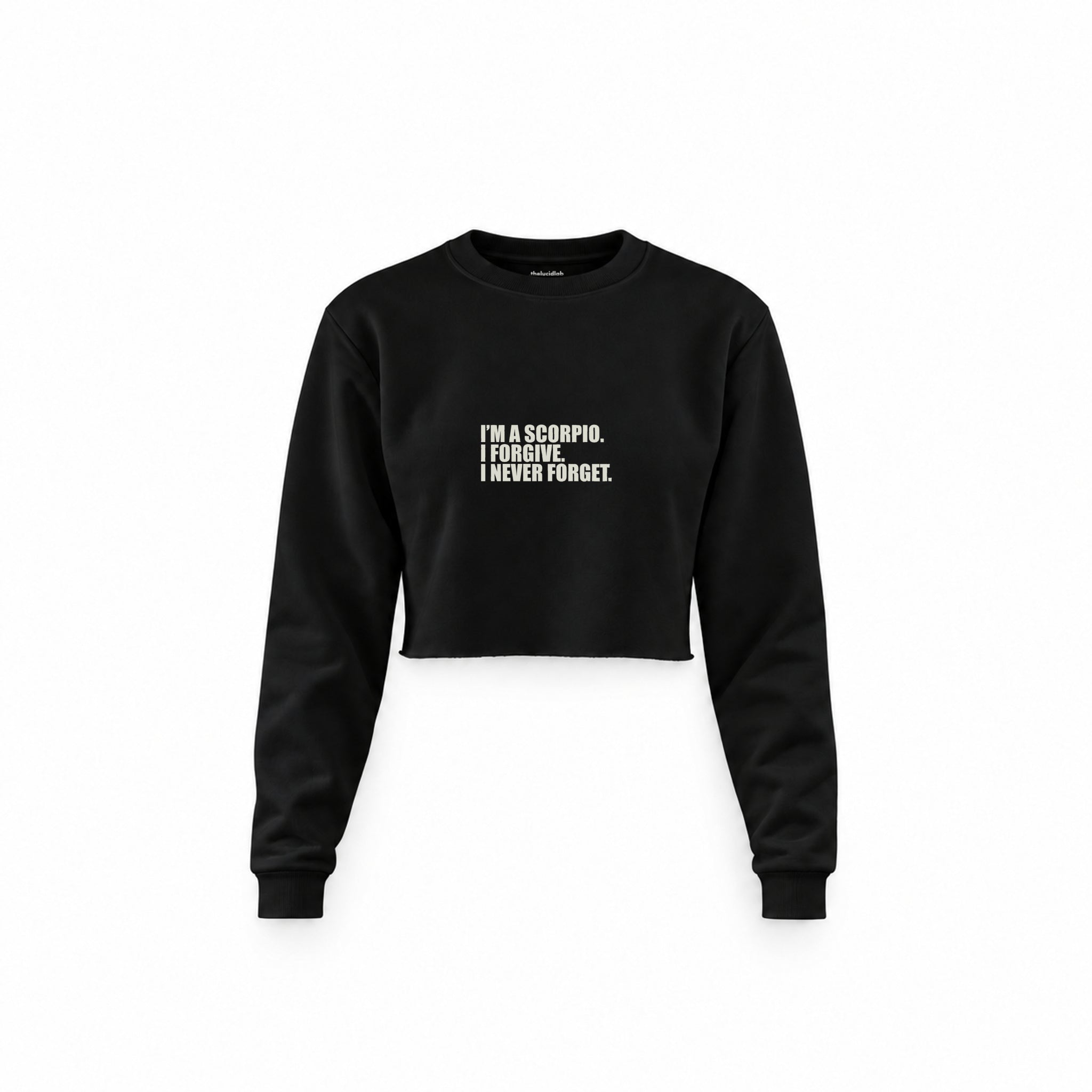 I’m a Scorpio Crop Sweatshirt — Siyah — Ön baskı