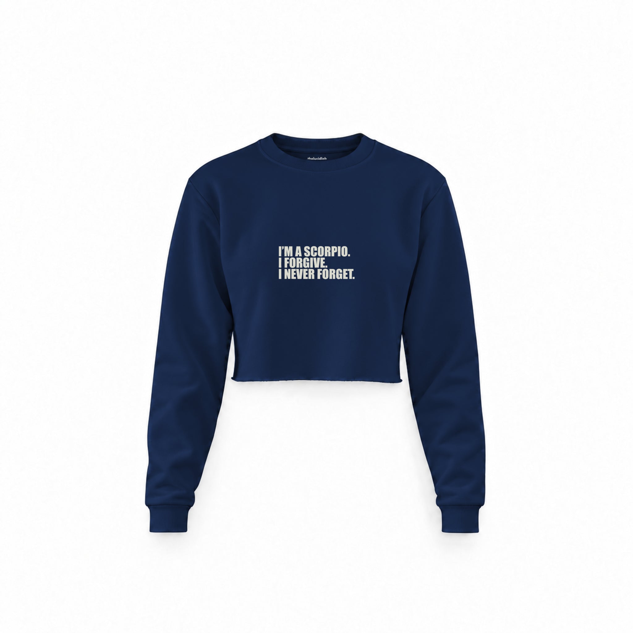 I’m a Scorpio Crop Sweatshirt — Lacivert — Ön baskı