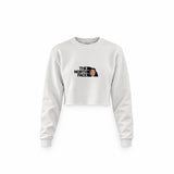 North Face Crop Sweatshirt — Beyaz — Ön baskı