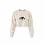 North Face Crop Sweatshirt — Krem — Ön baskı