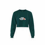 North Face Crop Sweatshirt — Koyu Yeşil — Ön baskı