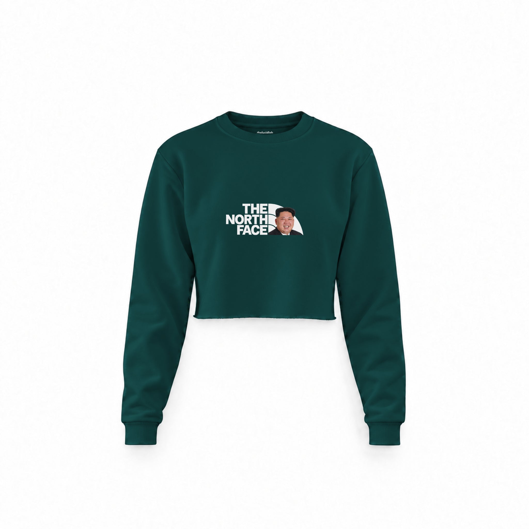 North Face Crop Sweatshirt — Koyu Yeşil — Ön baskı