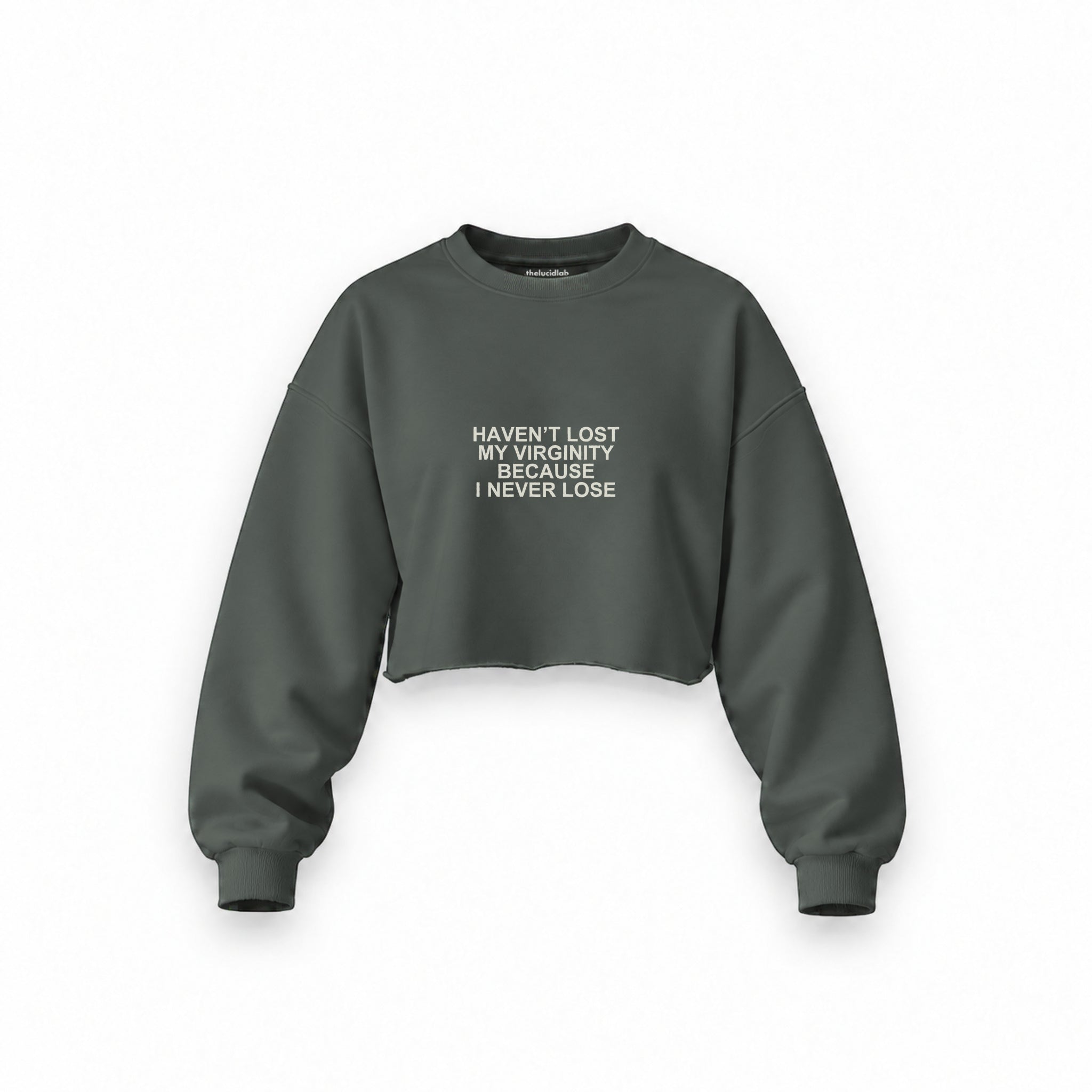 I Never Lose Oversize Crop Sweatshirt — Antrasit — Ön baskı