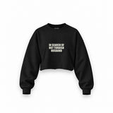 Hot Turkish Husband Oversize Crop Sweatshirt — Siyah — Ön baskı