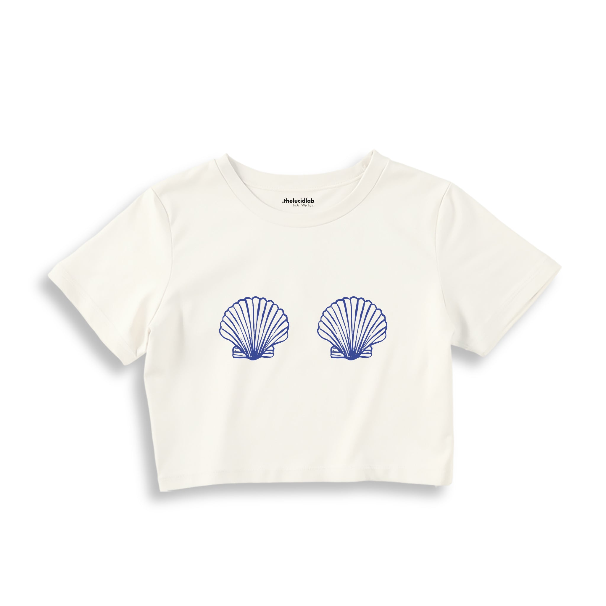 Nice Shells Crop Tişört — Ekru