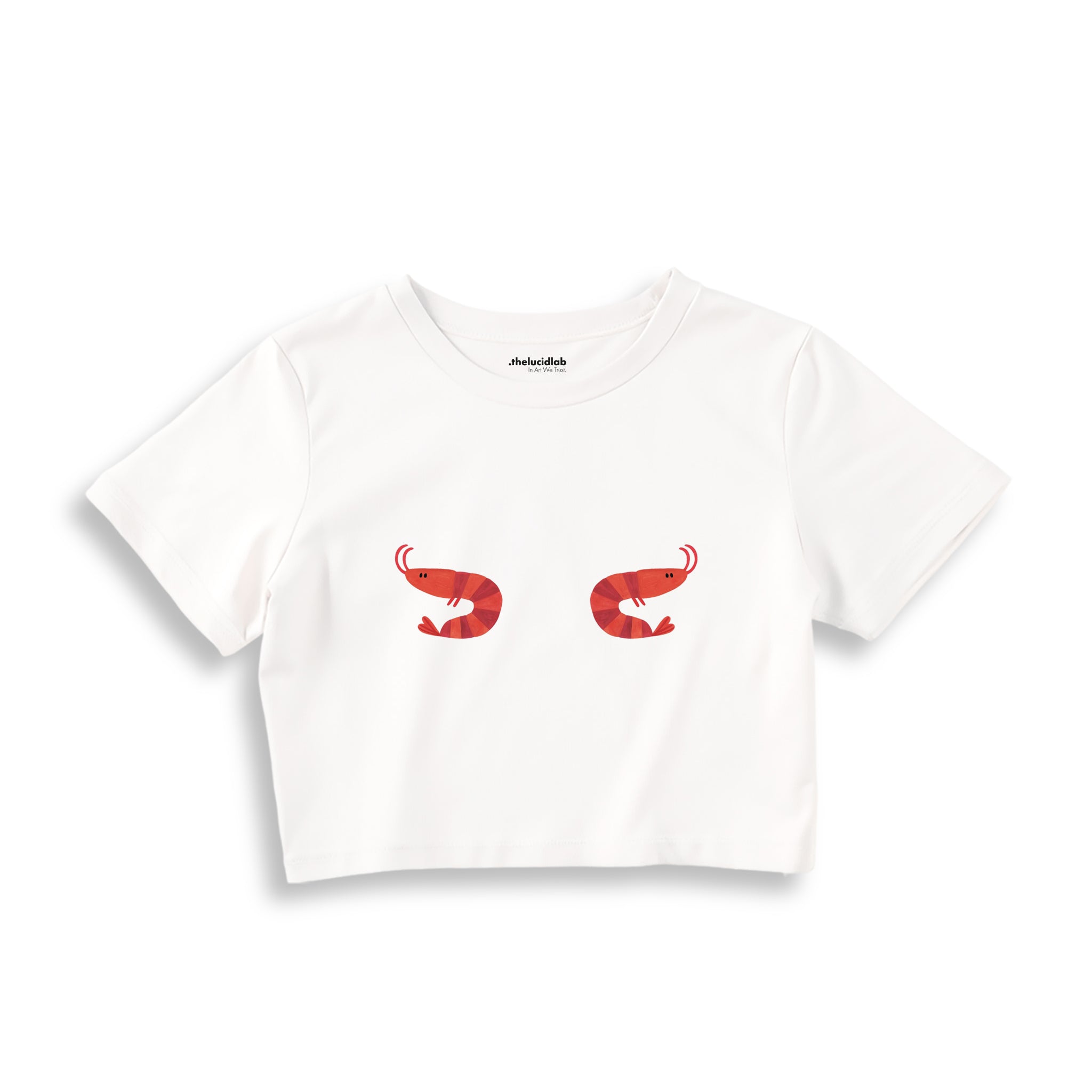 Nice Shrimps Crop Tişört — Beyaz