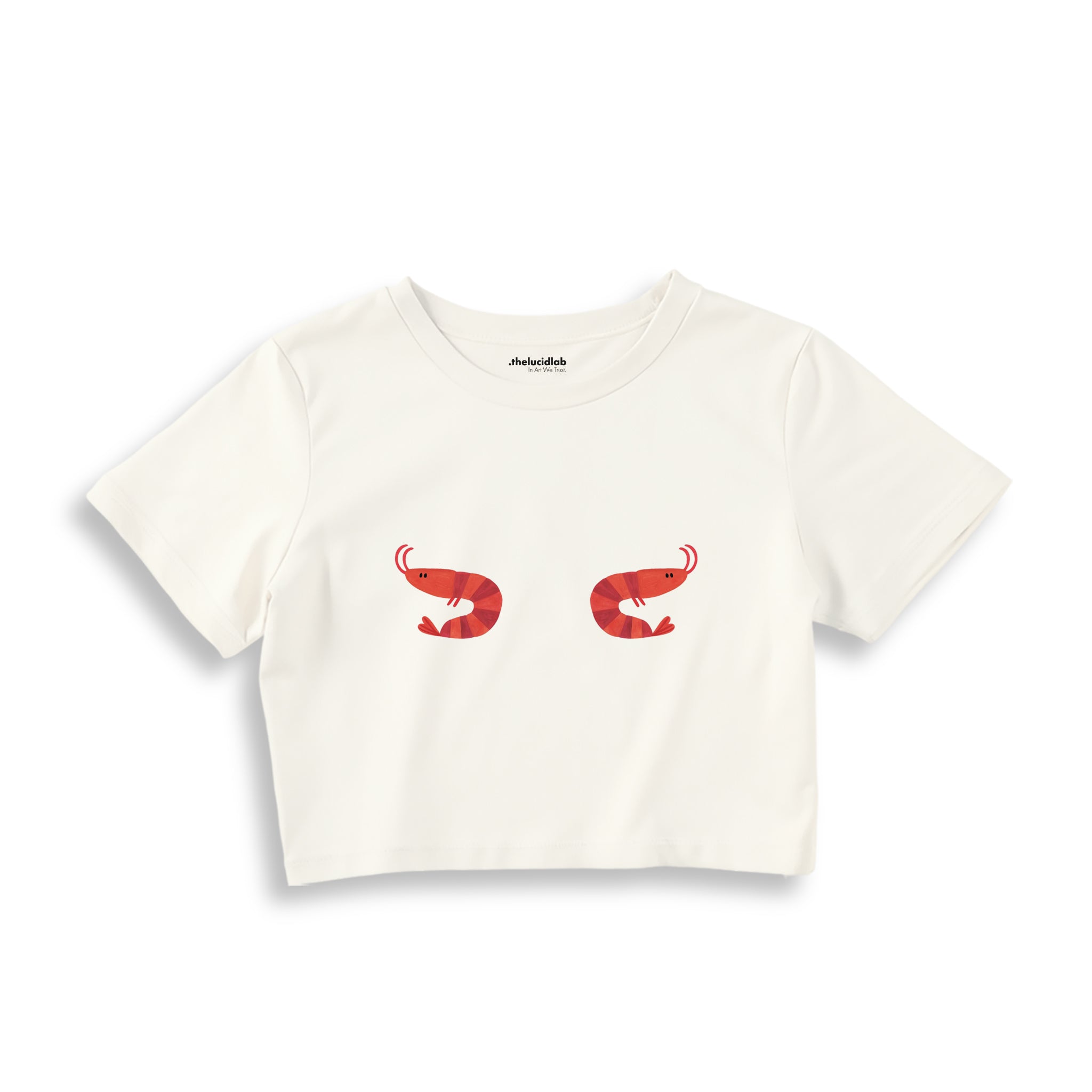 Nice Shrimps Crop Tişört — Ekru