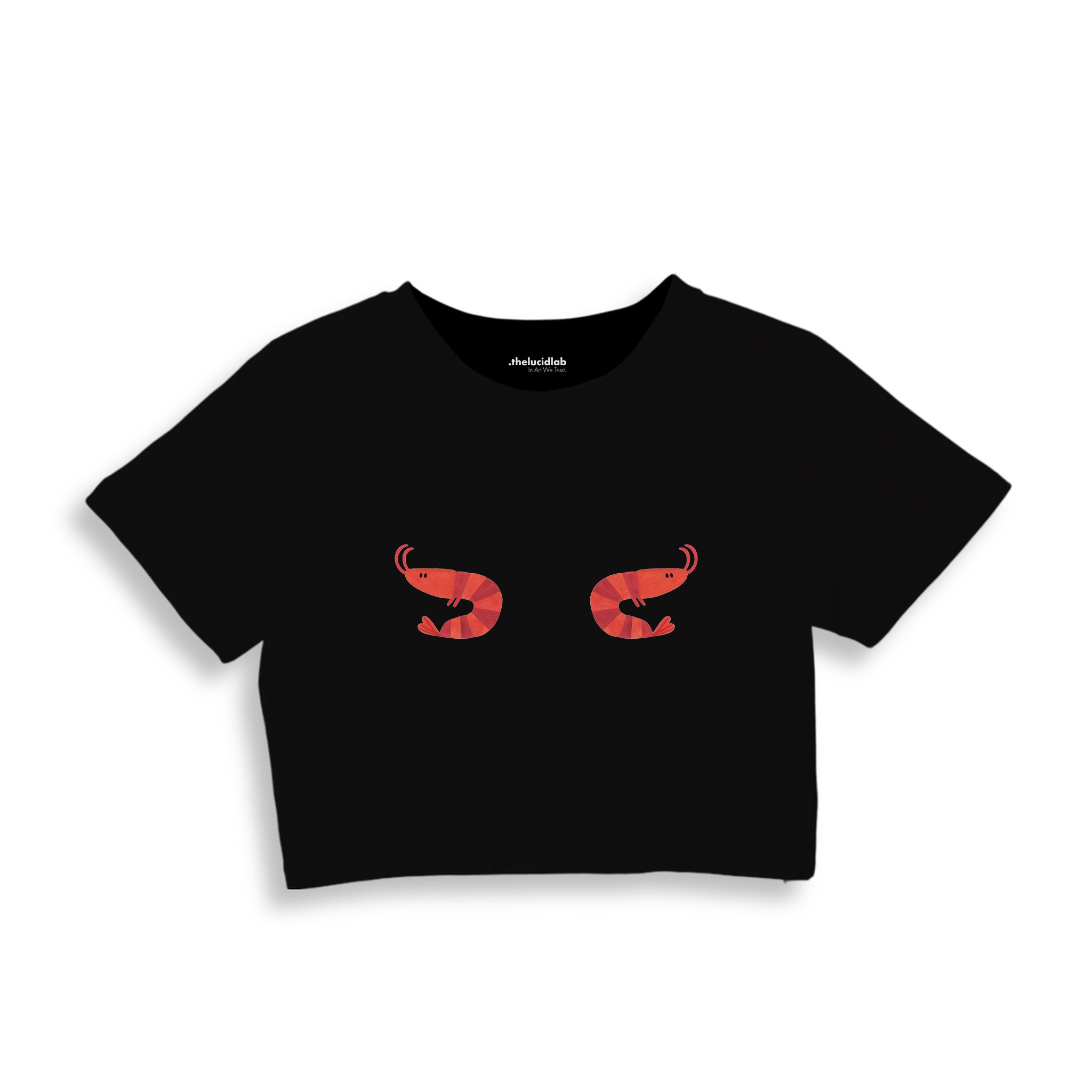 Nice Shrimps Crop Tişört — Siyah