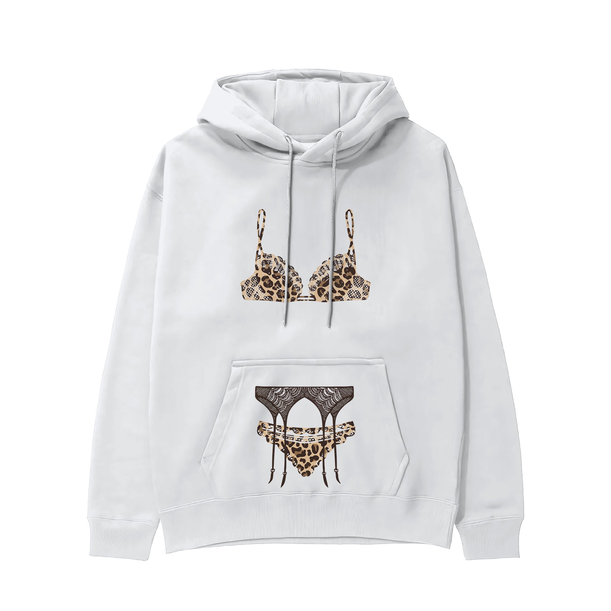 Noir Seduce – Leopard Hoodie - Beyaz - ön görünüm