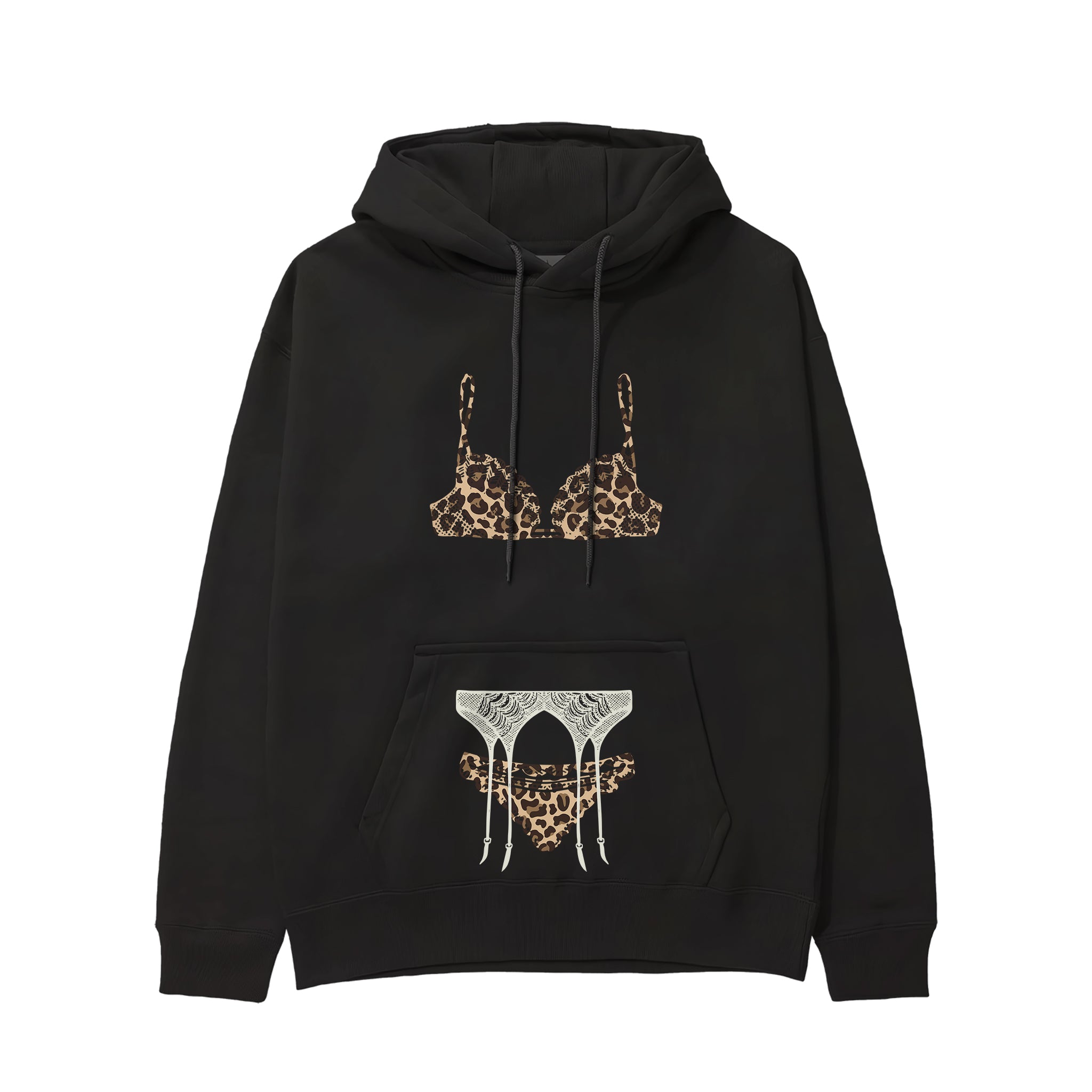 Noir Seduce – Leopard Hoodie - Siyah - ön görünüm