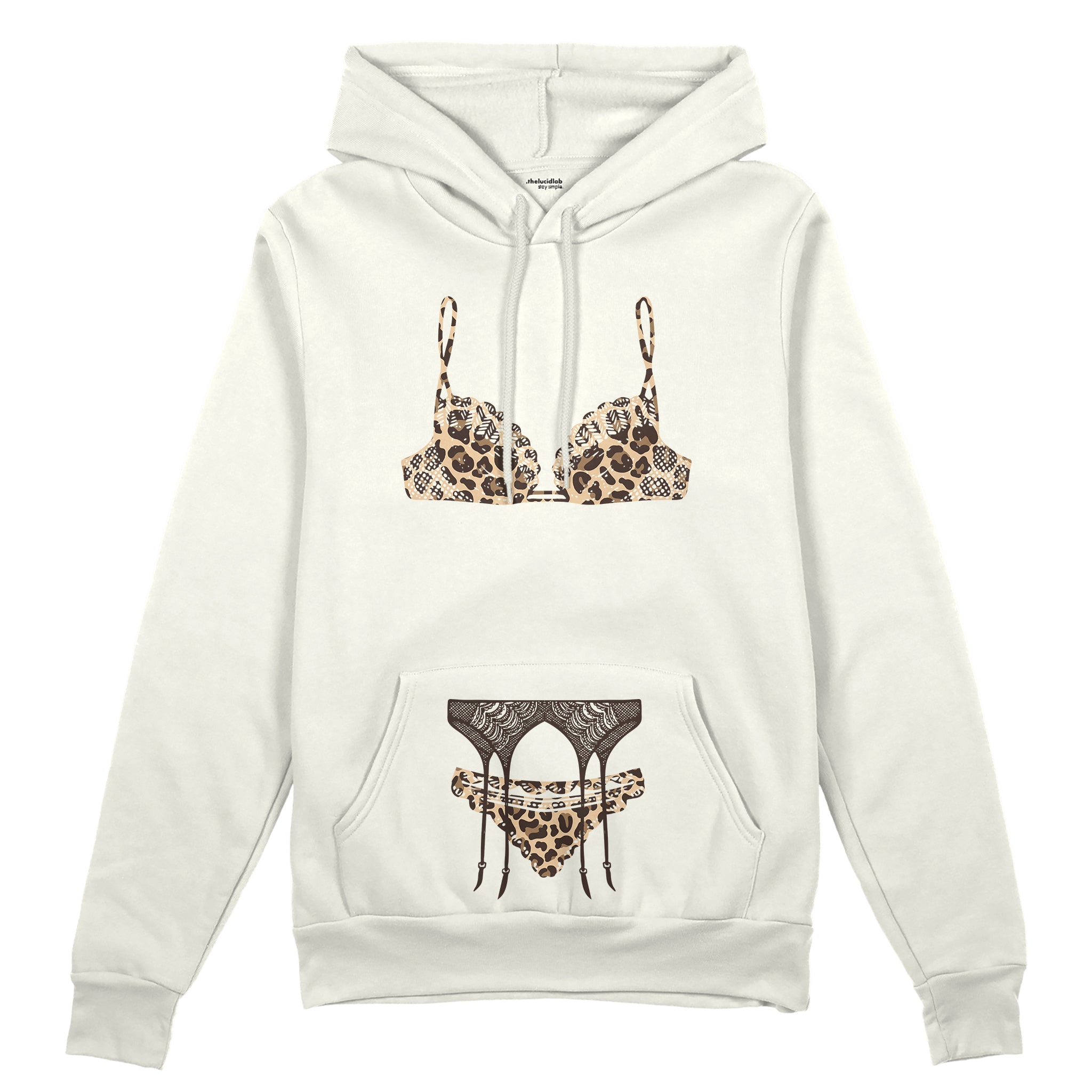 Noir Seduce – Leopard Oversize Hoodie - Beyaz - ön görünüm
