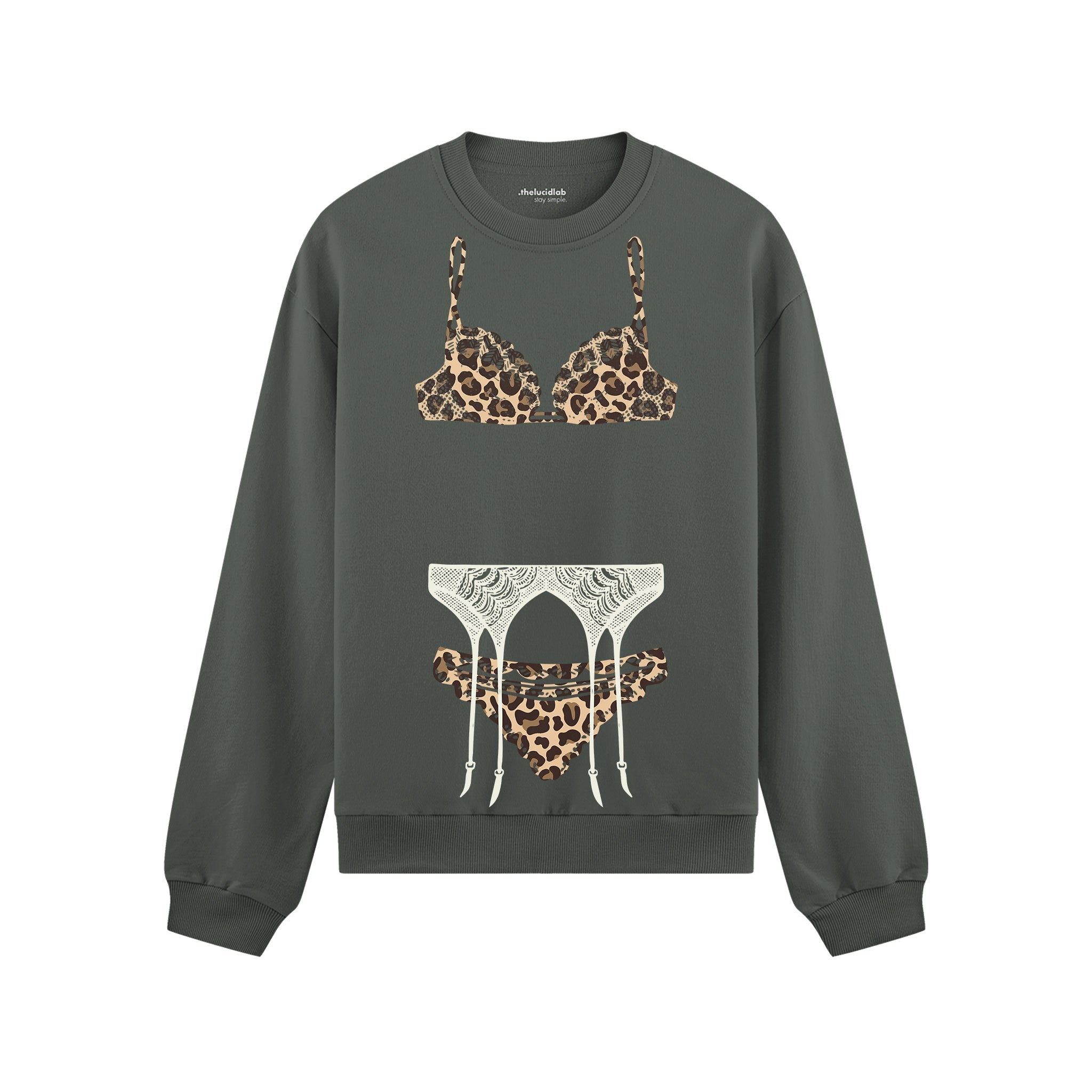 Noir Seduce – Leopard Oversize Sweatshirt - Antrasit - ön görünüm