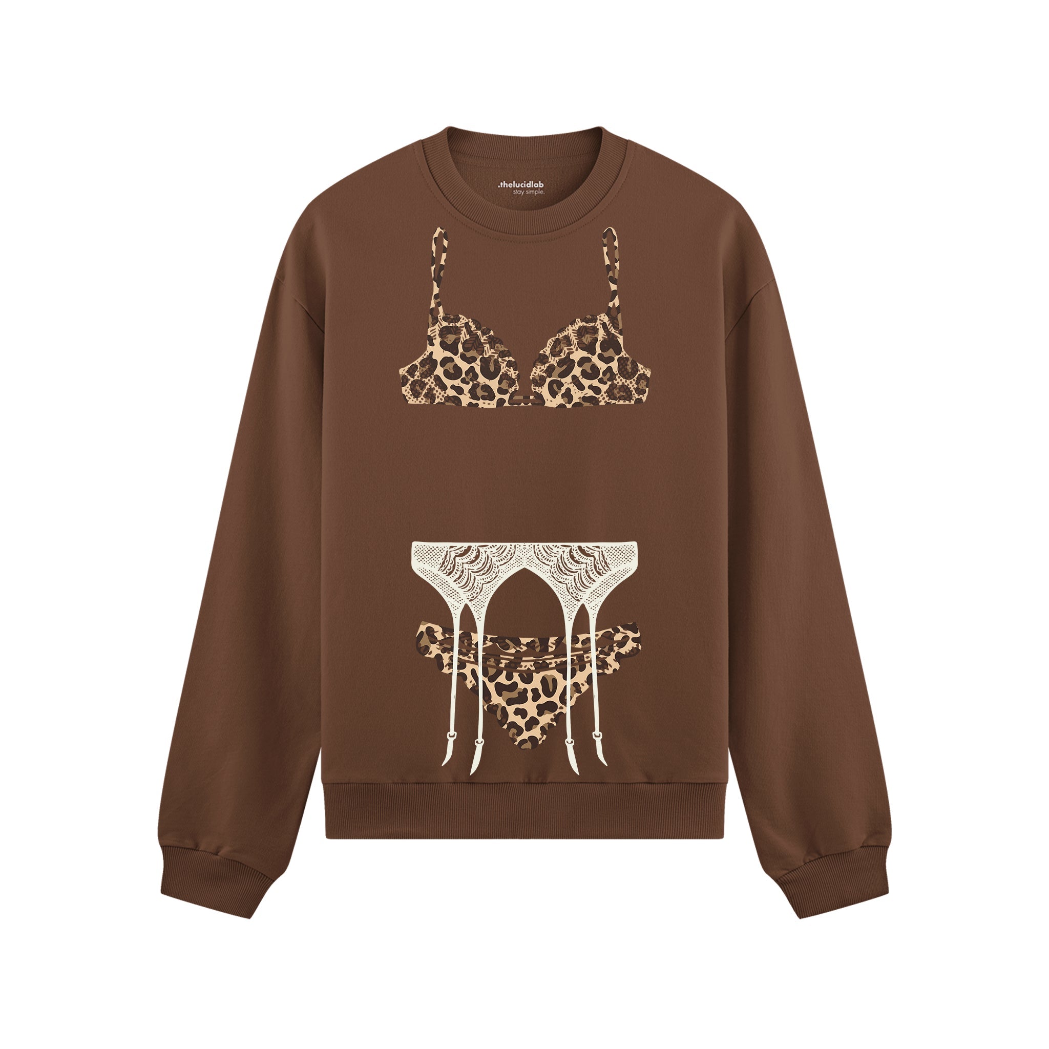 Noir Seduce – Leopard Oversize Sweatshirt - Kahverengi - ön görünüm