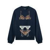 Noir Seduce – Leopard Oversize Sweatshirt - Lacivert - ön görünüm