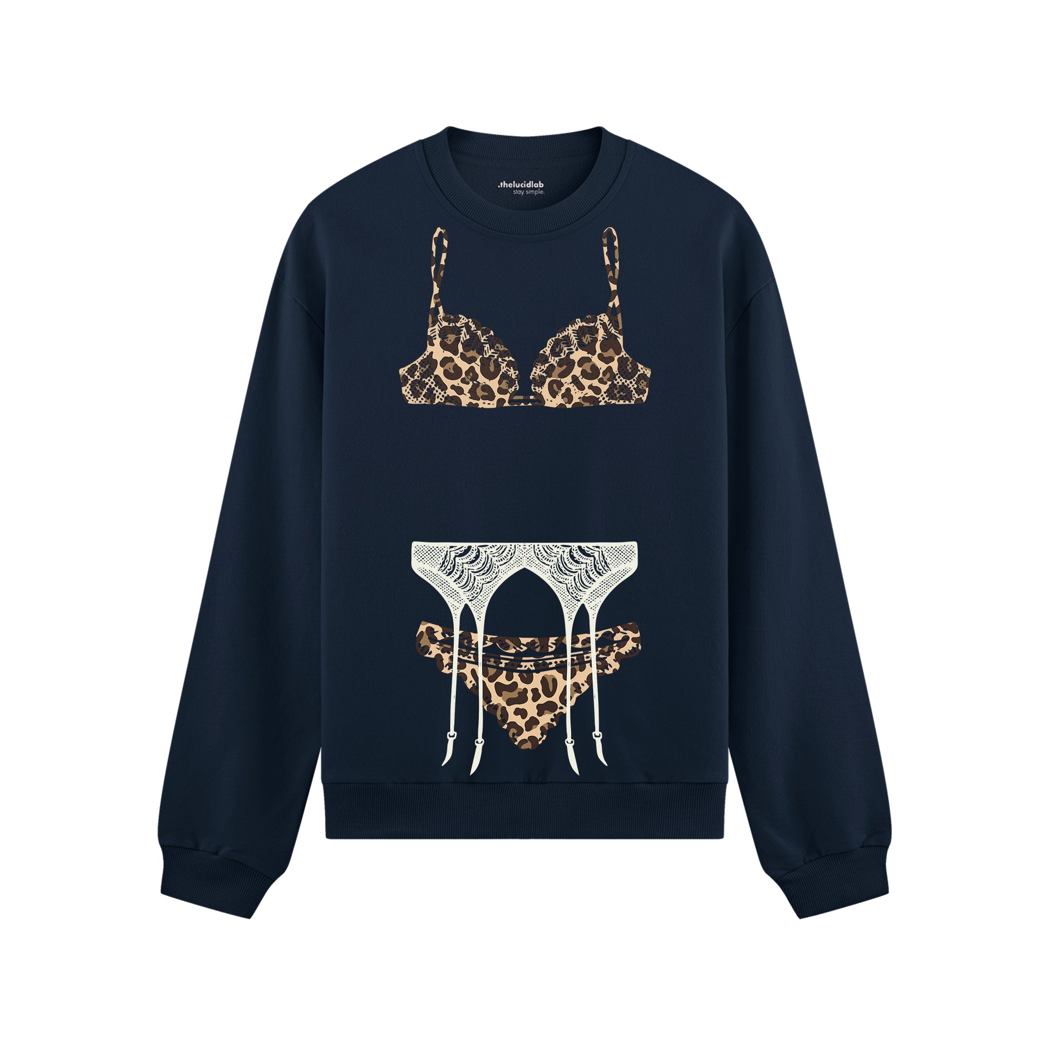Noir Seduce – Leopard Oversize Sweatshirt - Lacivert - ön görünüm