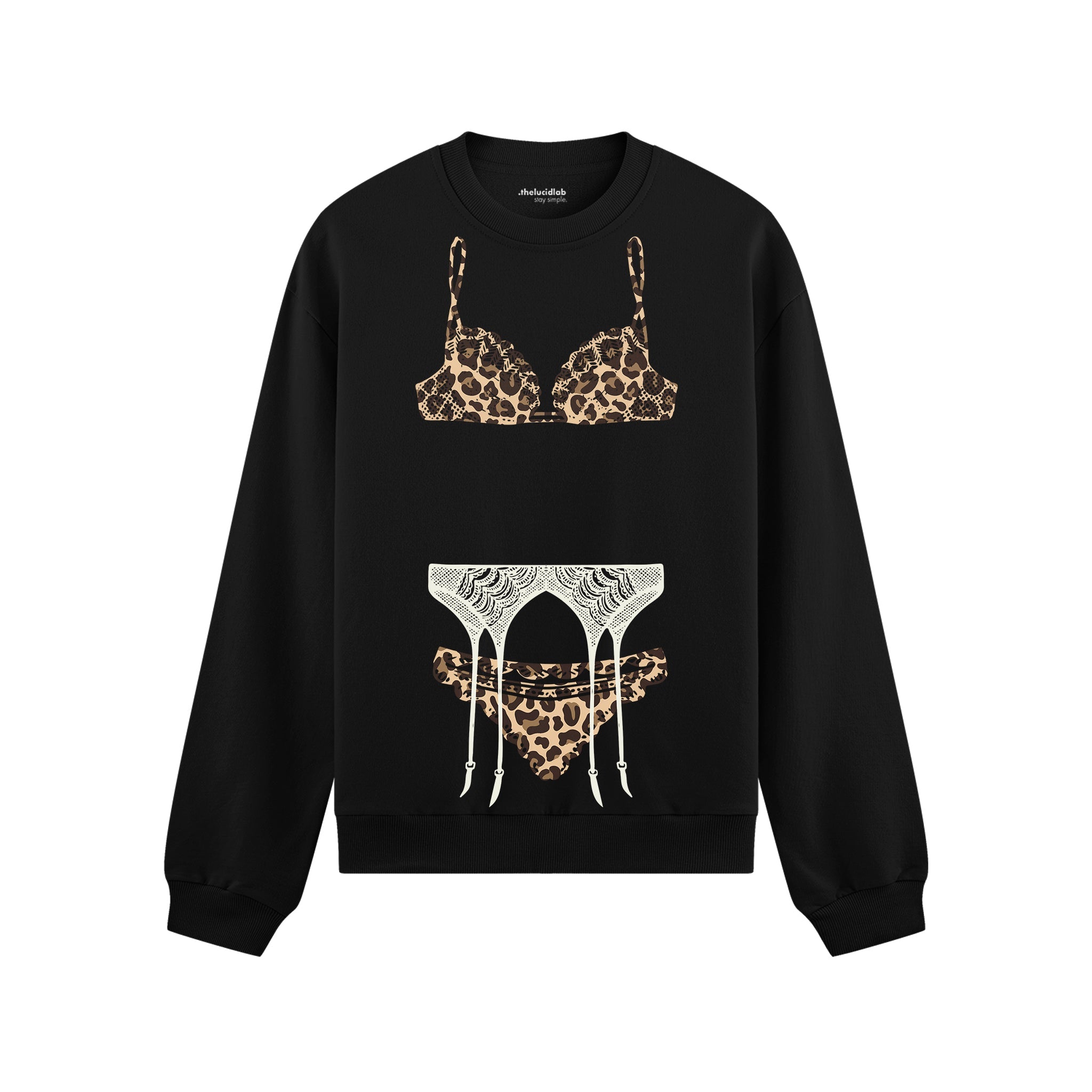 Noir Seduce – Leopard Oversize Sweatshirt - Siyah - ön görünüm