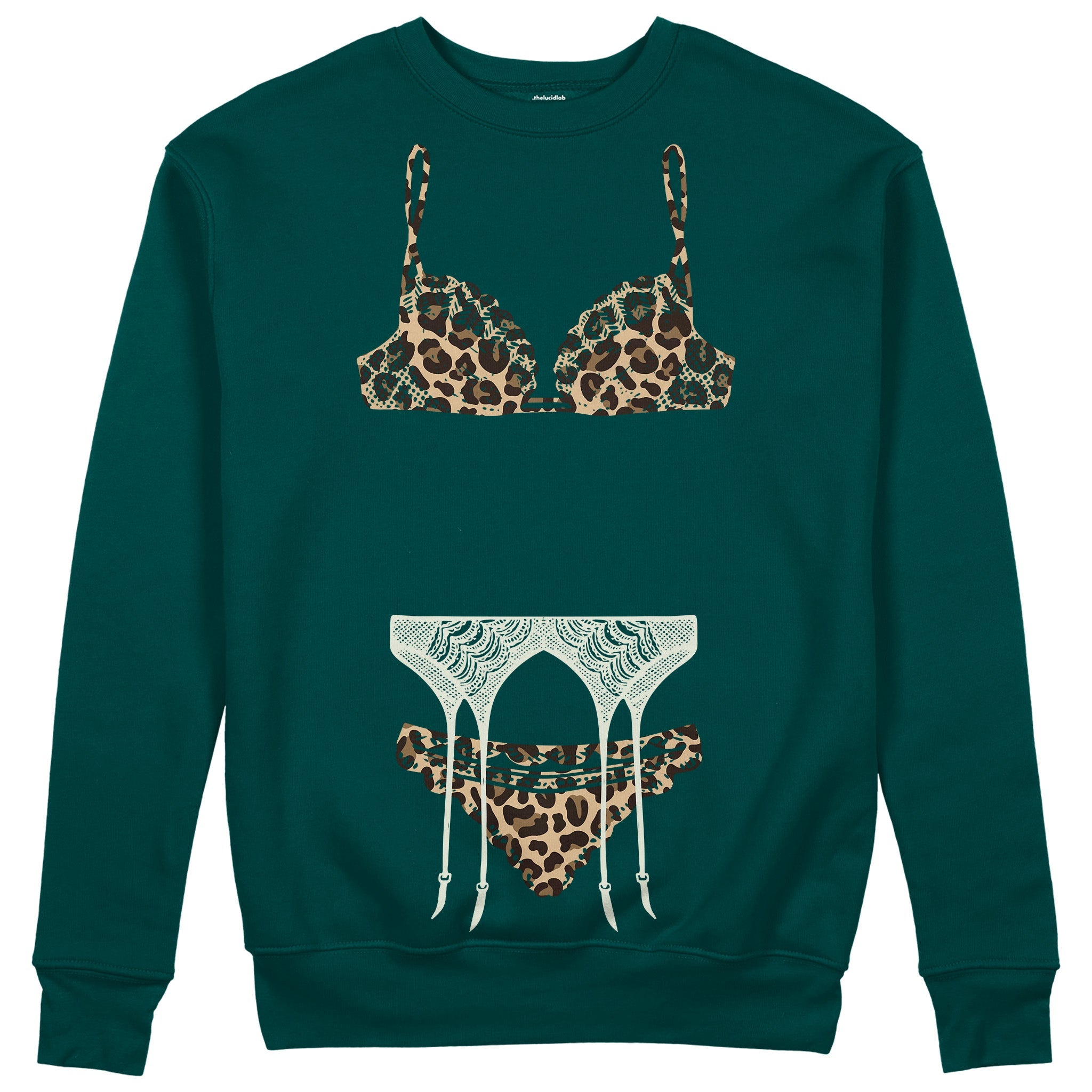 Noir Seduce – Leopard Sweatshirt - Koyu Yeşil - ön görünüm
