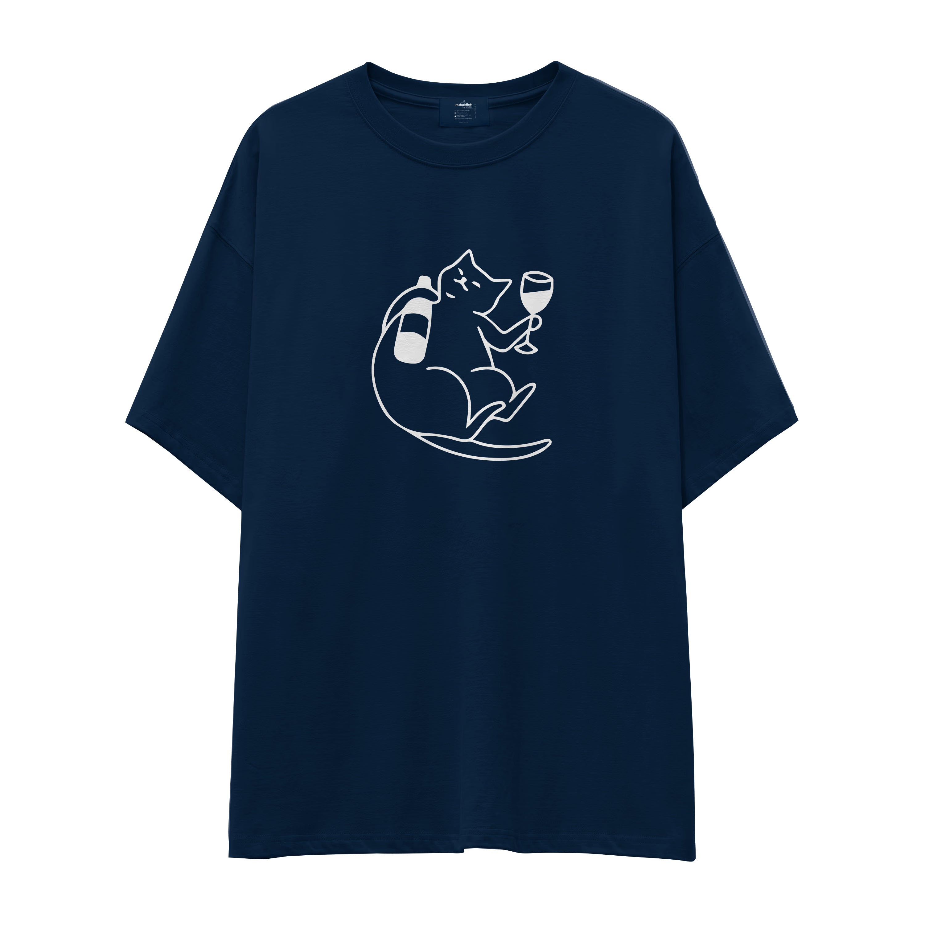 Wine Lover Cat Oversize T-Shirt