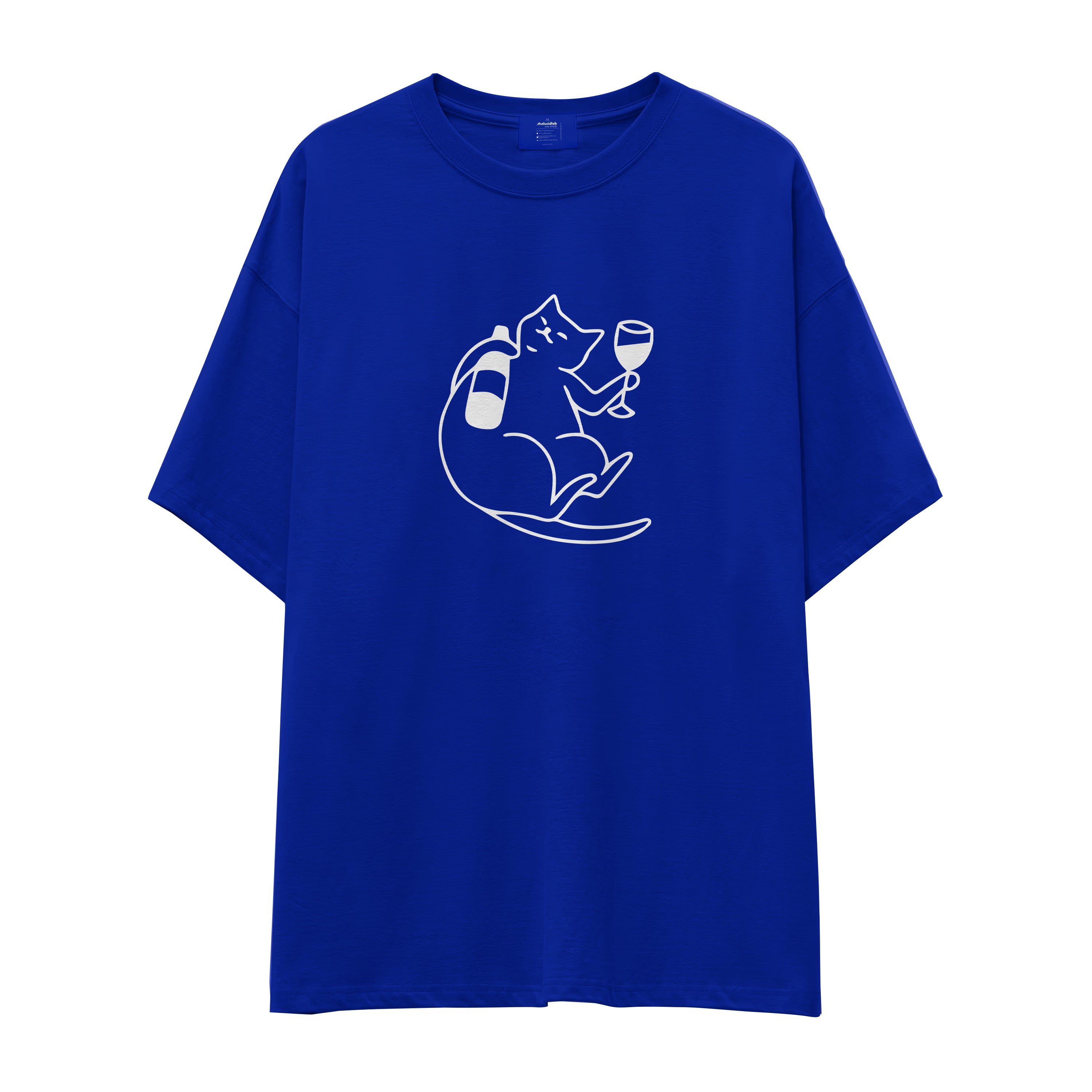 Wine Lover Cat Oversize T-Shirt