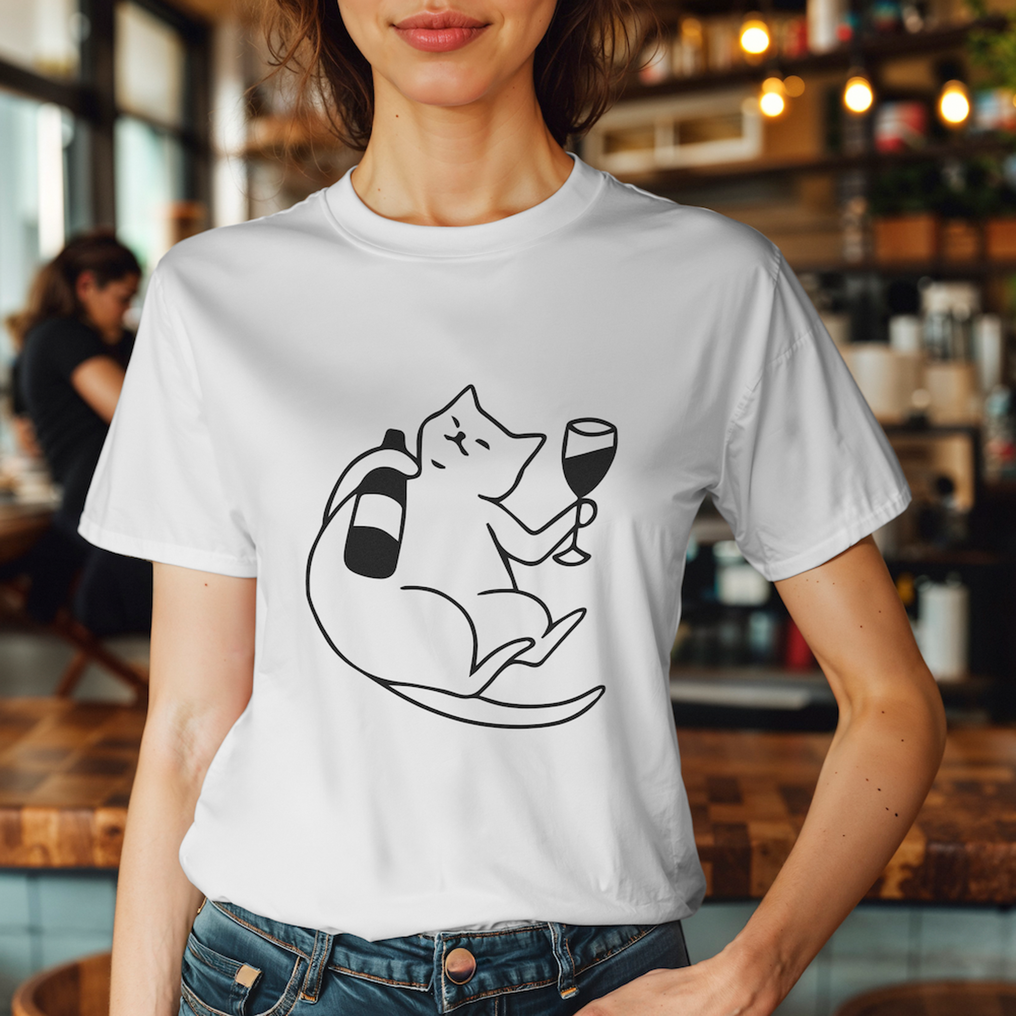 Wine Lover Cat Tişört
