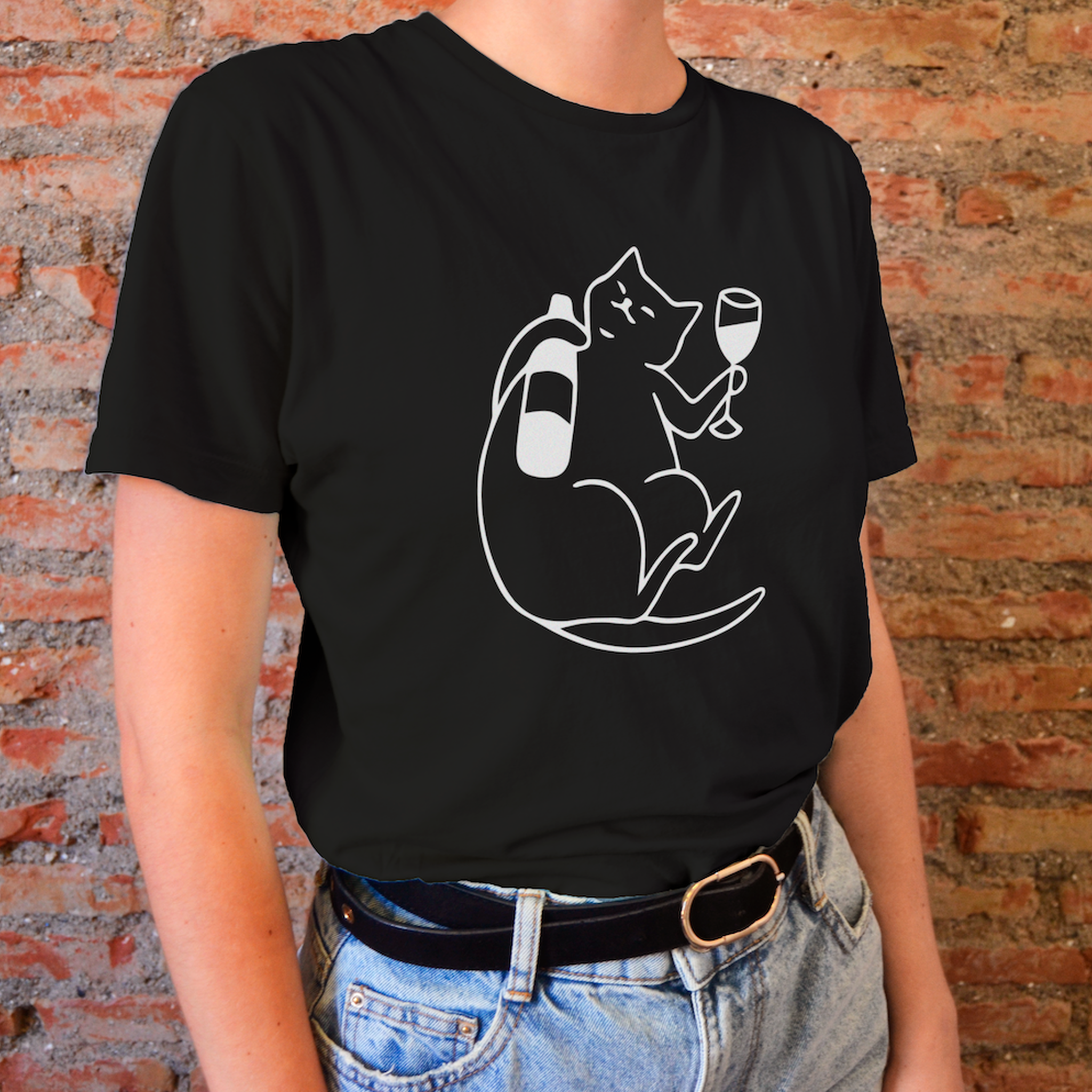 Wine Lover Cat Tişört