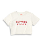 Hot Wife Summer Crop Tişört — Ekru