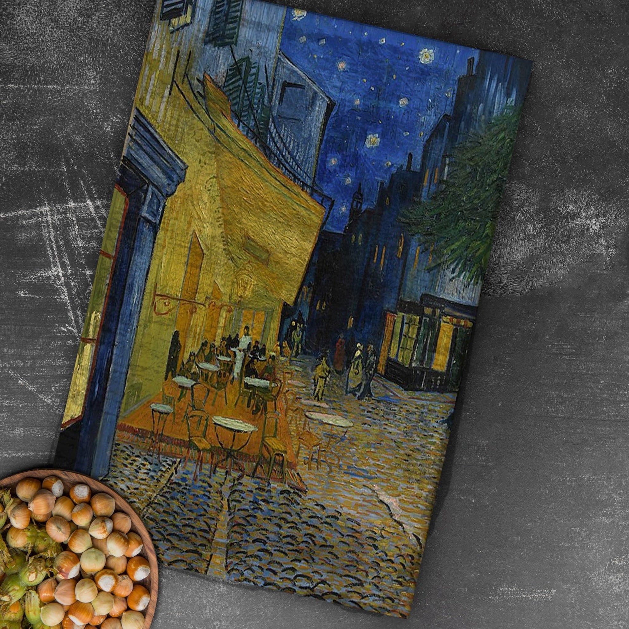 Café Terrace at Night - Kafe Terasta Gece Mutfak Havlusu 2 Adet