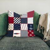 Marine Patchwork Çift Taraflı Kırlent Kılıfı 2 Adet