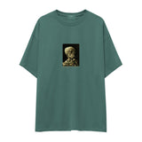 Skull of a Skeleton with Burning Cigarette Oversize Tişört