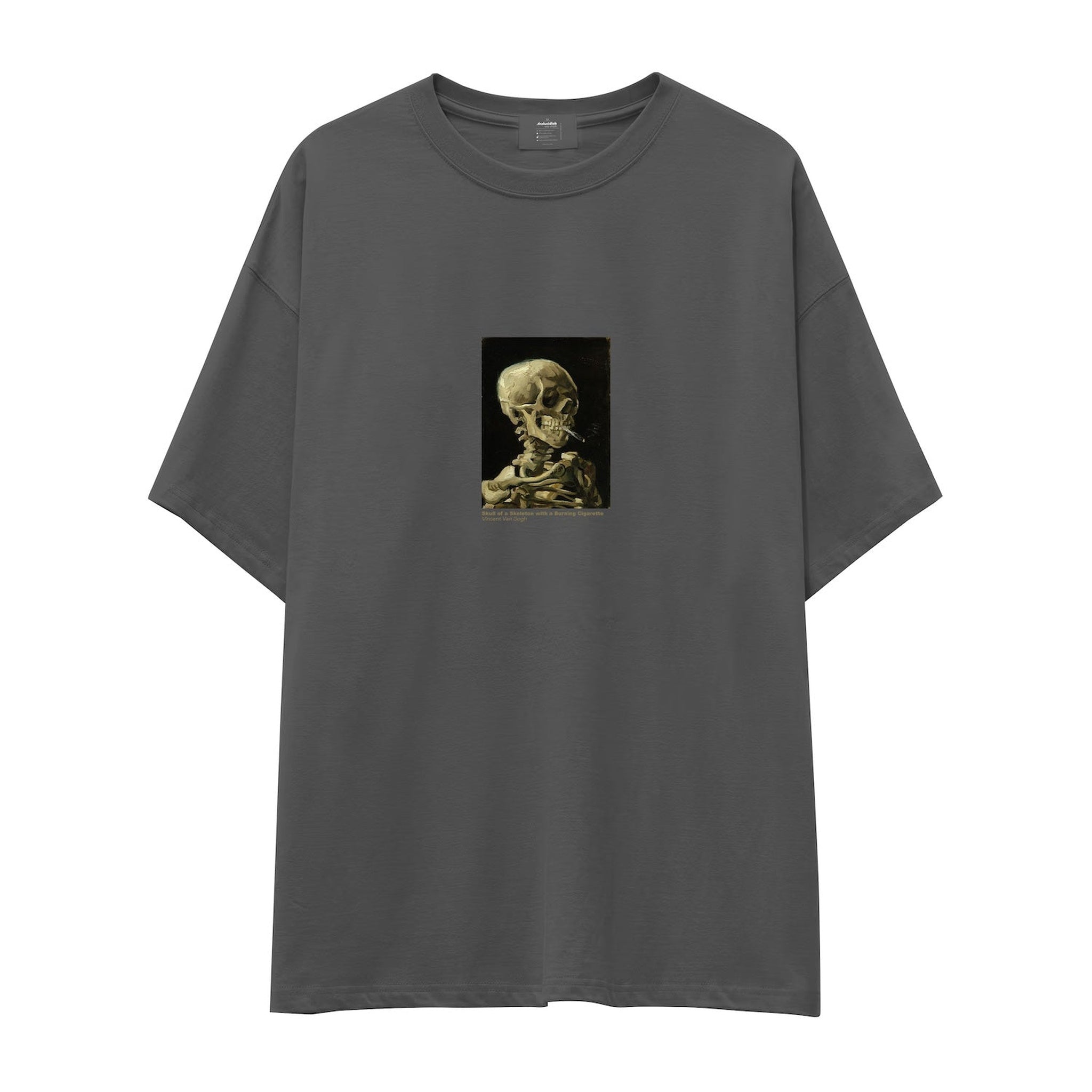 Skull of a Skeleton with Burning Cigarette Oversize Tişört