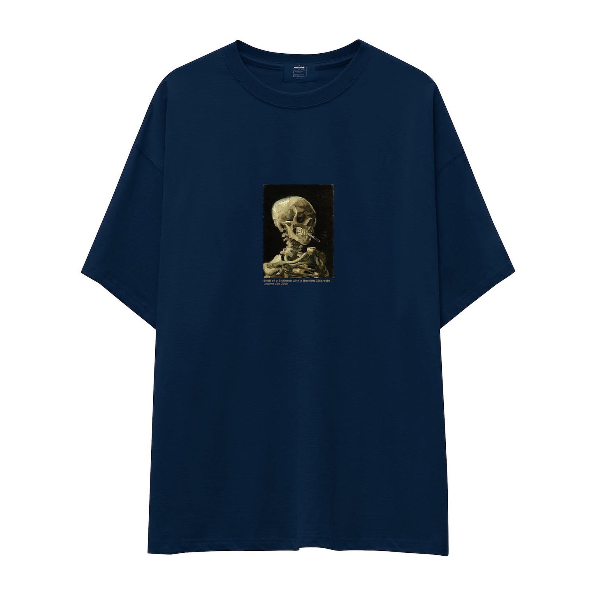 Skull of a Skeleton with Burning Cigarette Oversize Tişört