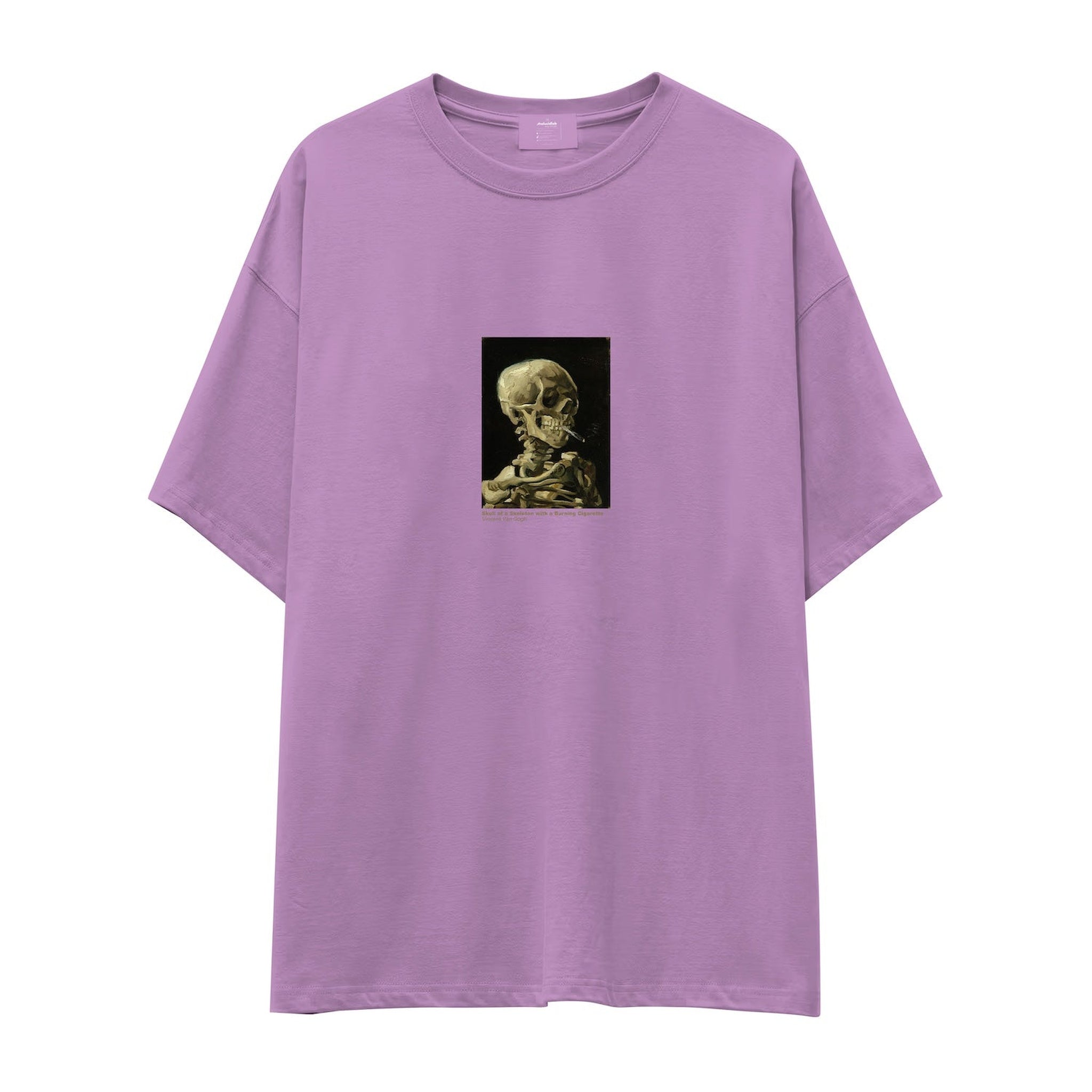 Skull of a Skeleton with Burning Cigarette Oversize Tişört