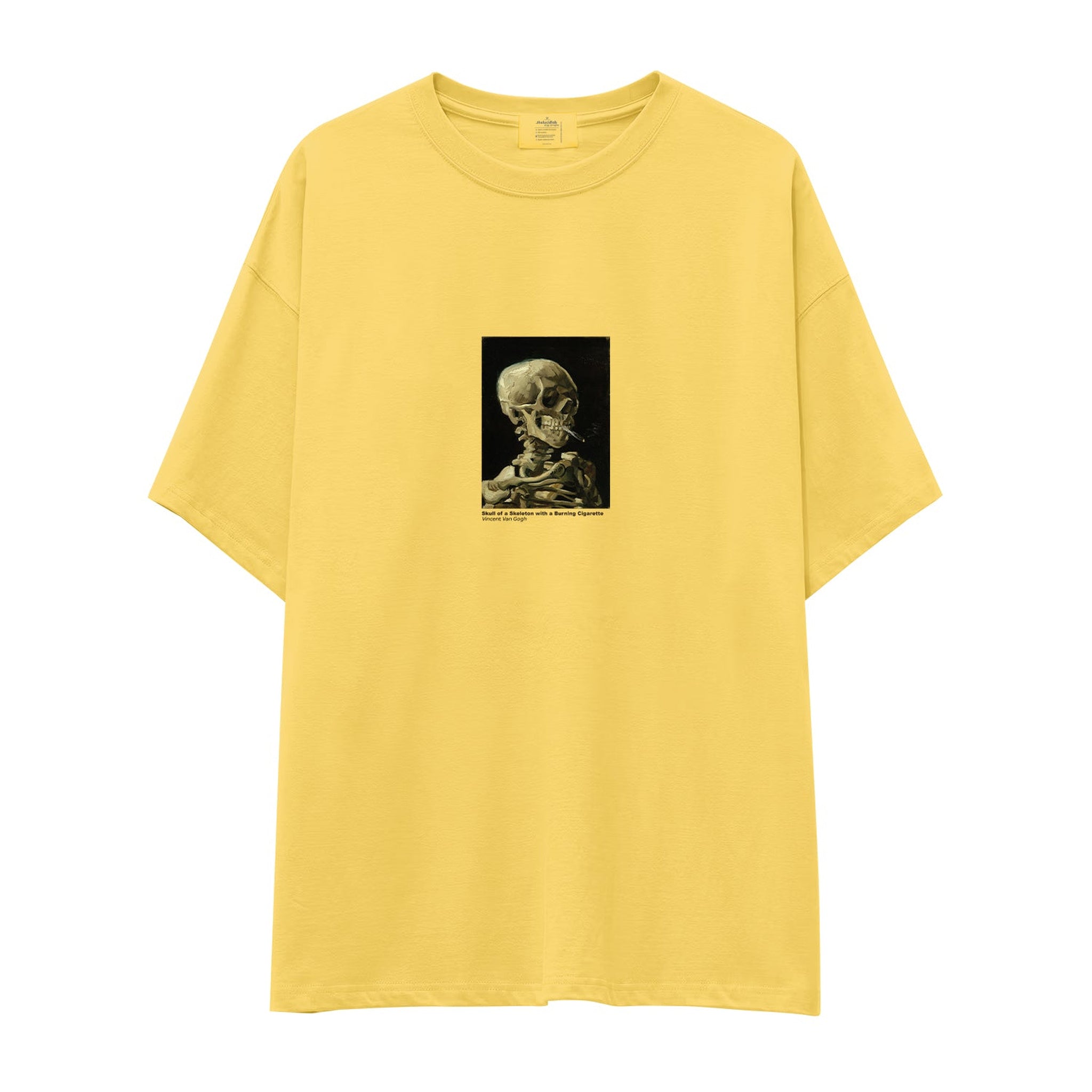 Skull of a Skeleton with Burning Cigarette Oversize Tişört