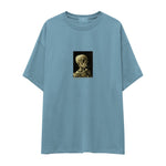 Skull of a Skeleton with Burning Cigarette Oversize Tişört