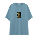 Skull of a Skeleton with Burning Cigarette Oversize Tişört