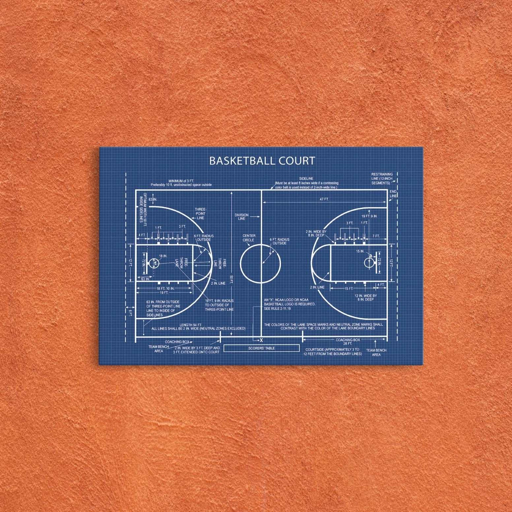 Basketball Court Blueprint - Basketbol Sahası Kanvas Tablo
