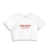 Kiss Now Talk Later Crop Tişört