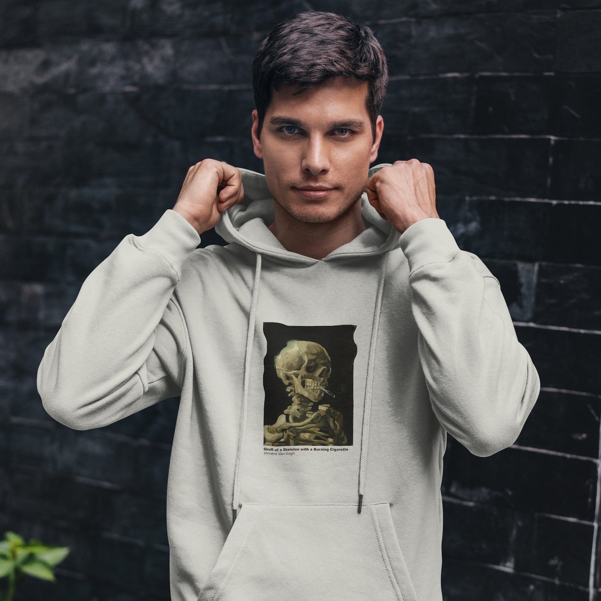 Skull of a Skeleton with Burning Cigarette Oversize Hoodie