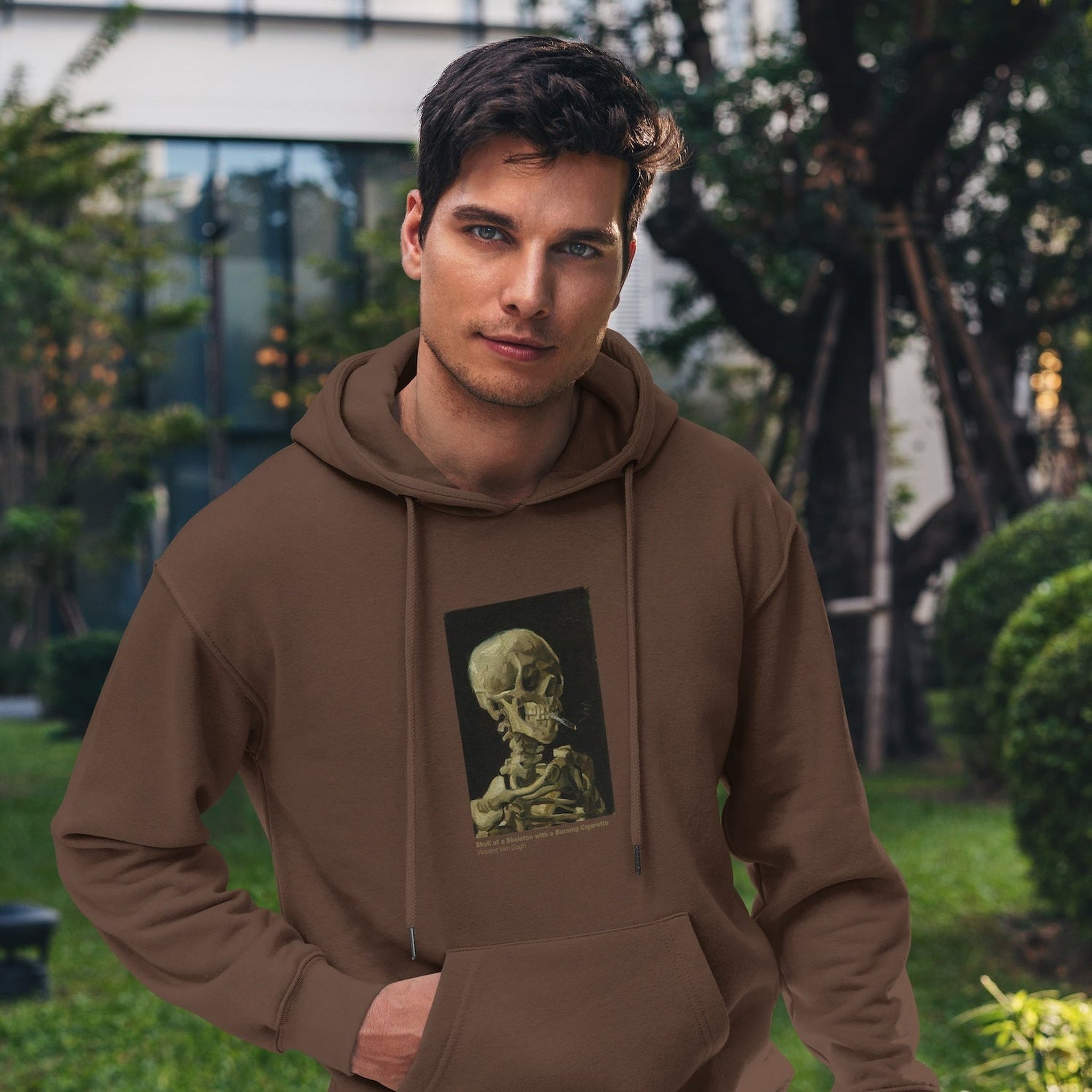 Skull of a Skeleton with Burning Cigarette Oversize Hoodie