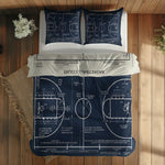 Basketball Court Navy Blue & Ivory Çift Taraflı Nevresim Takımı