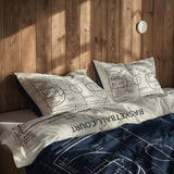 Basketball Court Navy Blue & Ivory Çift Taraflı Nevresim Takımı