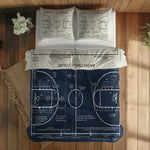 Basketball Court Navy Blue & Ivory Çift Taraflı Nevresim Takımı