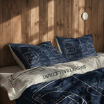 Basketball Court Navy Blue & Ivory Çift Taraflı Nevresim Takımı